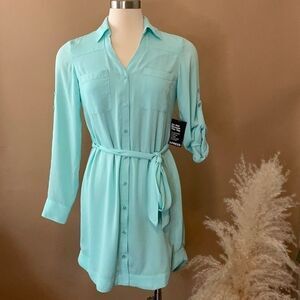EXPRESS PORTOFINO SHIRTDRESS Mint Green Work Wear Casual Womens Size S